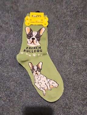 Fuzzy's Green French Bulldog Dog Socks